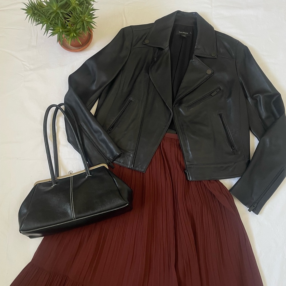 Halogen Black Leather Jacket